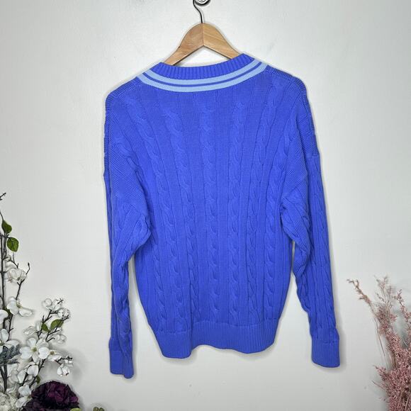 TNA x ARITZIA Clay Sweater Cable Knit Playful Purple Pastel Blue Sz S {A27} - Picture 3 of 5